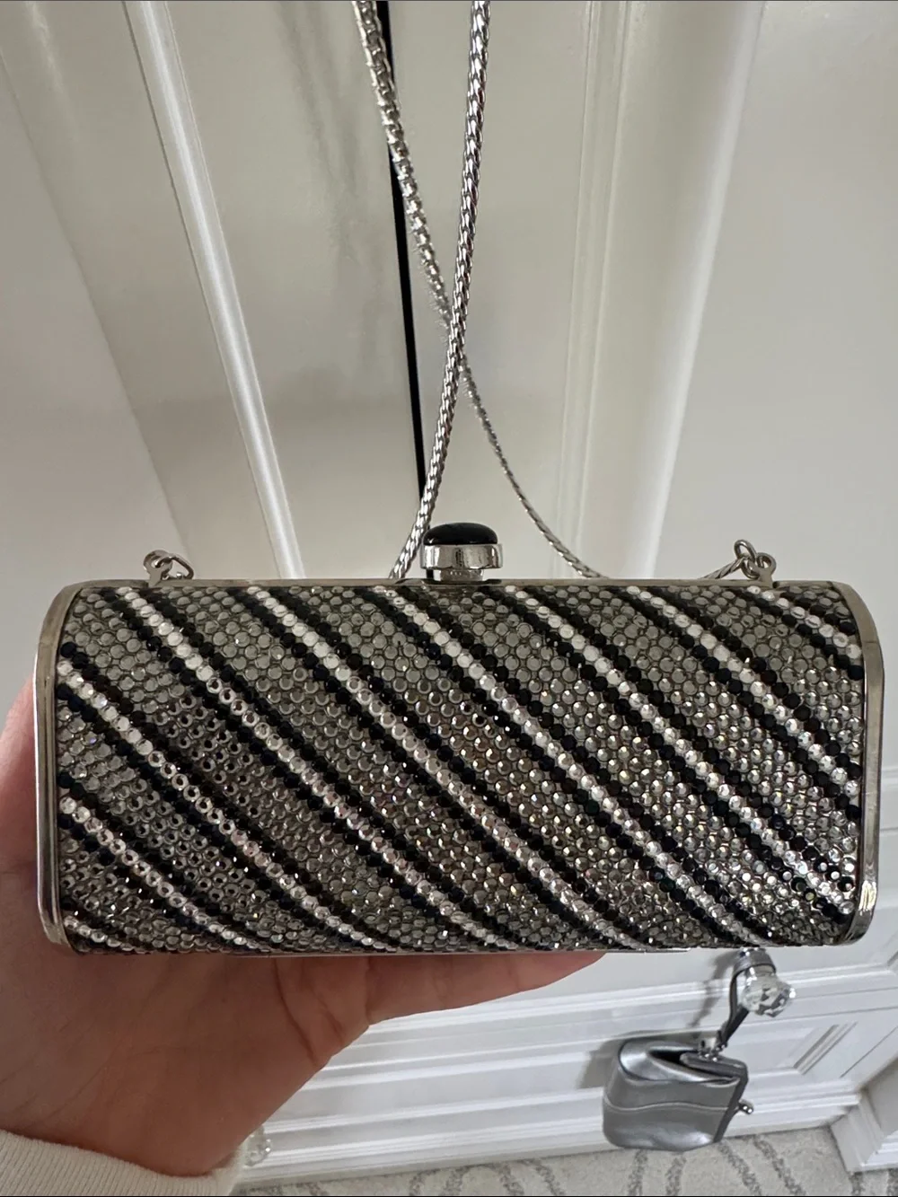 Vintage Landau Crystal Evening Clutch with Chain Strap